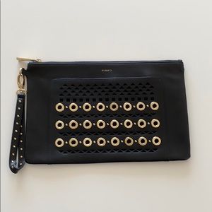Pinko clutch in black and gold